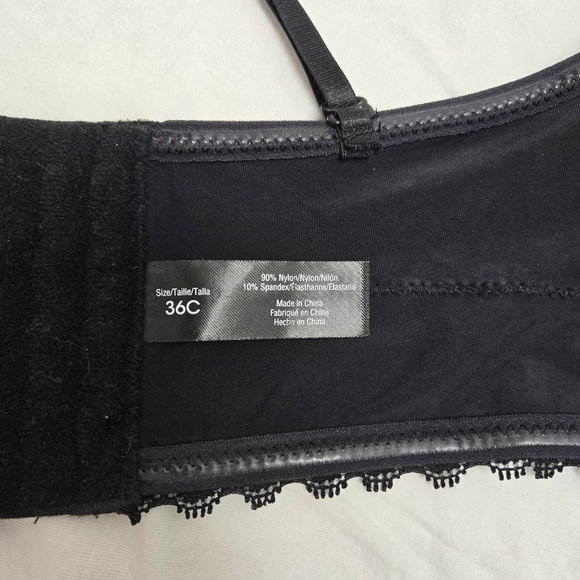 Black Lace Trim Bandeau Bra Bralette 36C - Picture 6 of 7